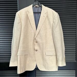Jos. A. Bank Men’s Linen and Wool Blend Tan Sport Coat Blazer, Size 46R